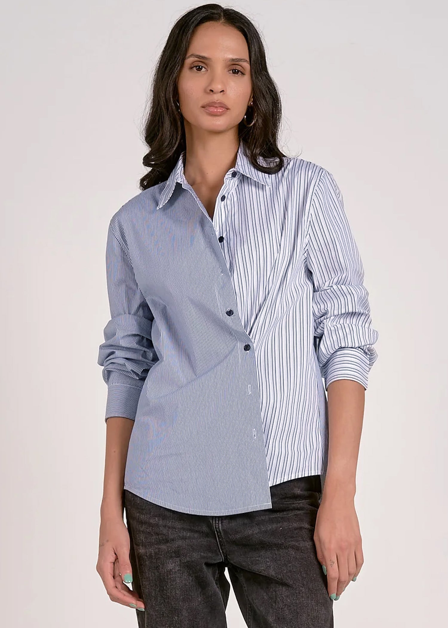 Elegant Blue Stripe Blouse for Women | Trendy Casual & Office Wear | Perfect for Work, Dating & Summer Outfits