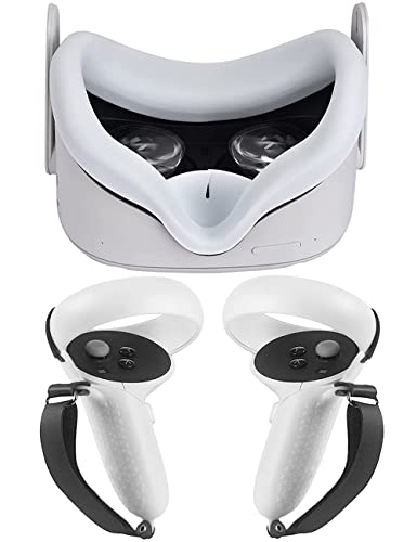Premium Silicone VR Controller Grip Cover & Face Cover for Oculus Quest 2 - Anti-Slip, Sweat-Proof Protection for Enhanced Gaming Comfort - Perfect for VR Gaming, Fitness, and Immersive Experiences