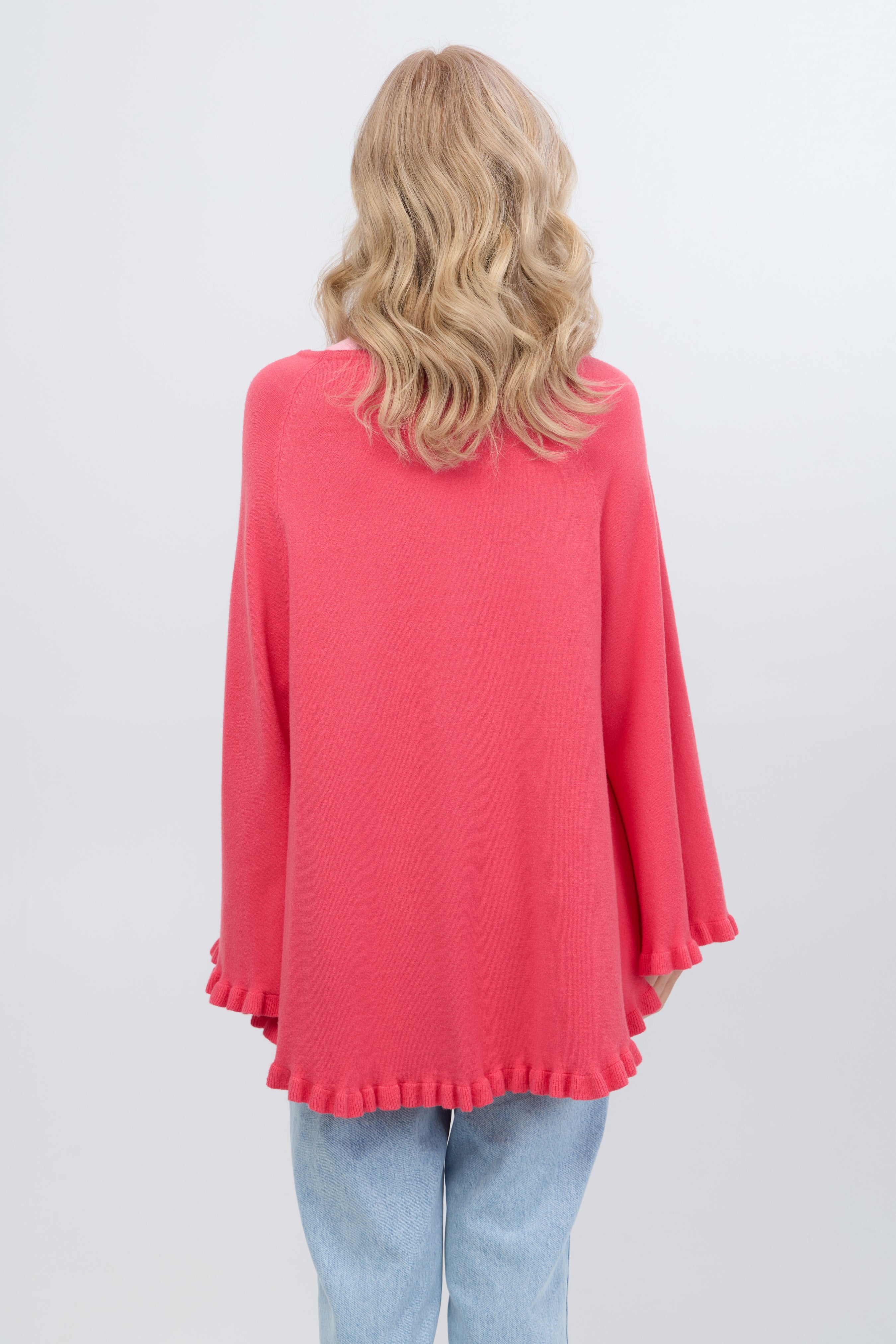 Elegant Ruffled Hem Poncho for Women - Soft & Stylish Wrap Shawl for Fall & Winter - Perfect for Casual Outings, Office Wear & Evening Events