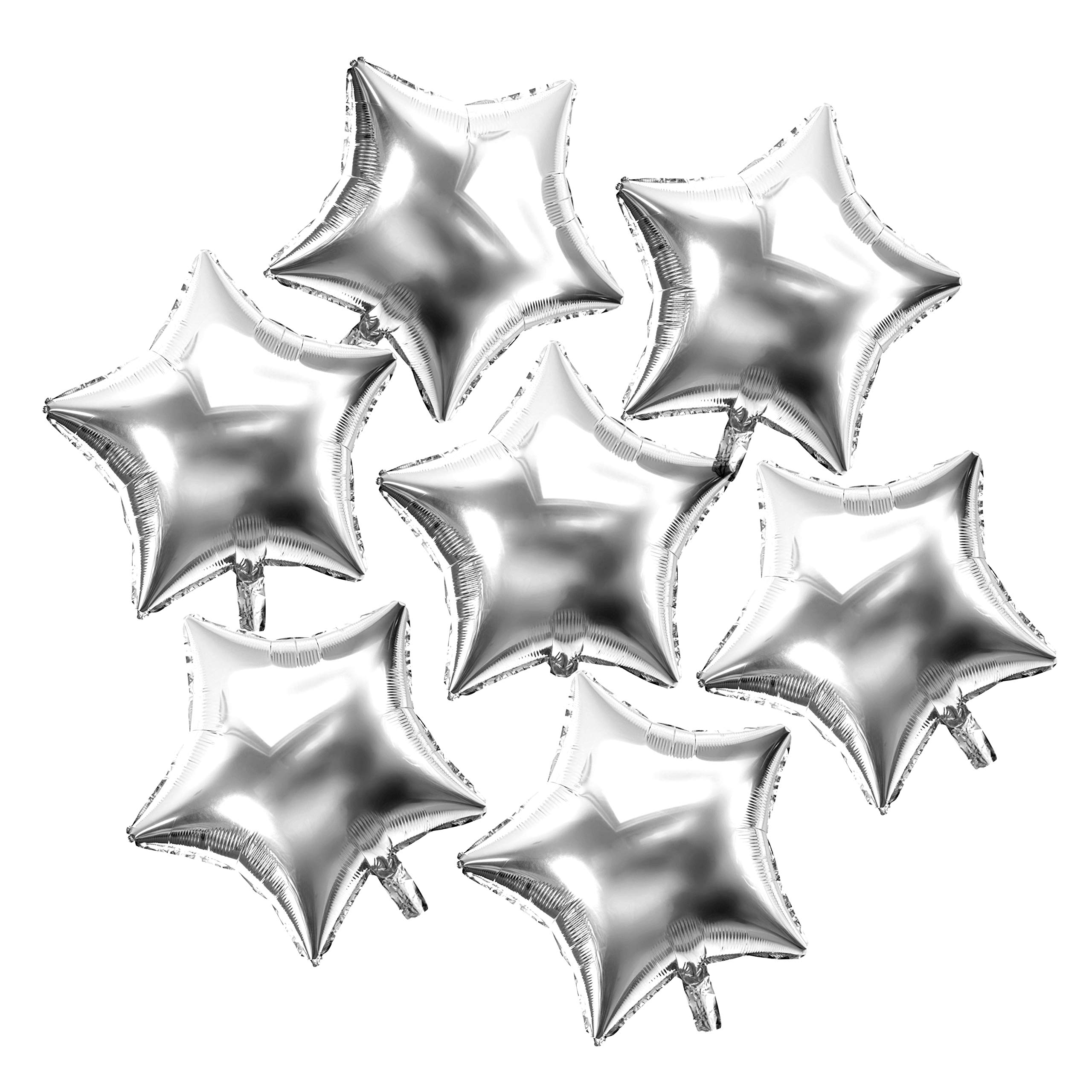 10 Inch Twinkle Little Silver Star Shaped Foil Mylar Balloons - 50 Pack for Space Frozen Wonderland Theme, 1st Birthday, Baby Shower, Wedding, Engagement, Graduation Party Decorations - Perfect for Helium Balloon Arches, Ceiling Decor & Party Favors