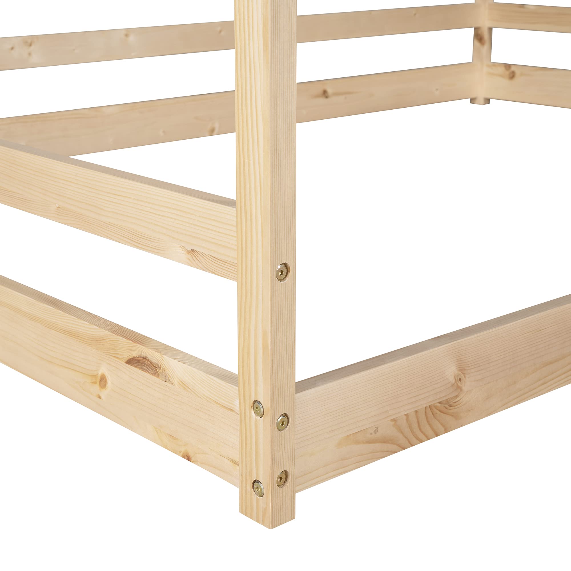 Merax Full Size Wooden House Bed with Roof - Kids Bedroom Furniture for Girls & Boys, Natural Finish - Perfect for Playrooms, Bedrooms & Cozy Reading Nooks