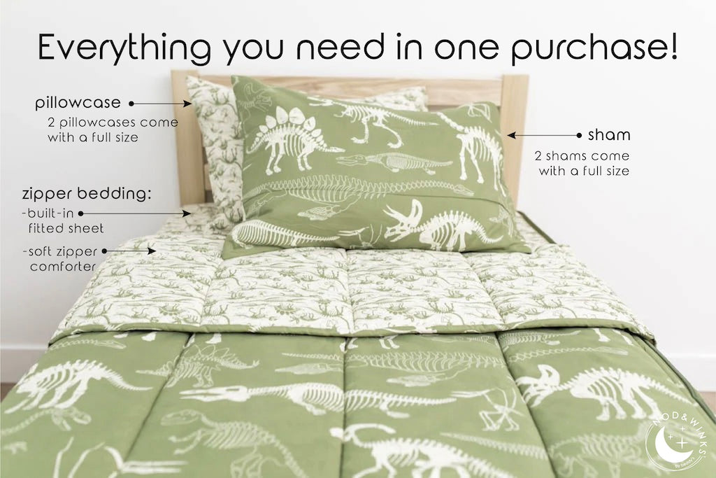 Fossil Print Zipper Bedding Set - Soft & Stylish Comforter Cover with Zipper Closure - Perfect for Kids, Teens & Adults Bedrooms, Dorms & Guest Rooms