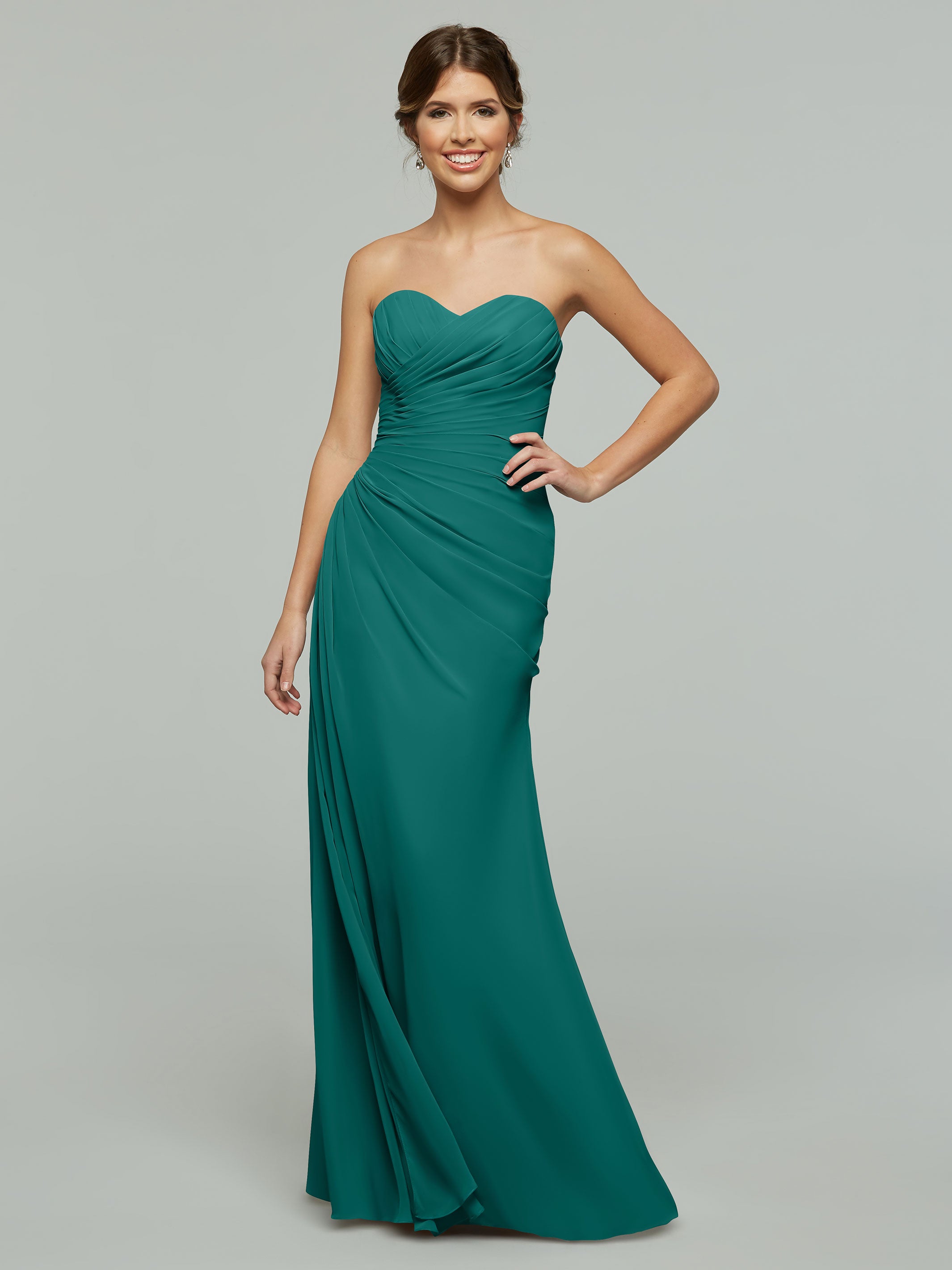 Elegant Strapless Sweetheart Chiffon Bridesmaid Dress with Ruching - Perfect for Weddings, Formal Events & Special Occasions