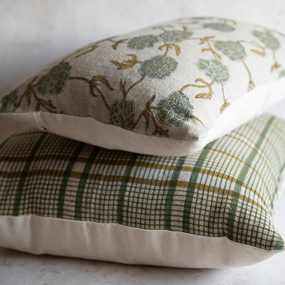 Handmade Linen Block Printed Pillow Cover No. 0229 - Bohemian Home Decor for Living Room, Bedroom & Sofa