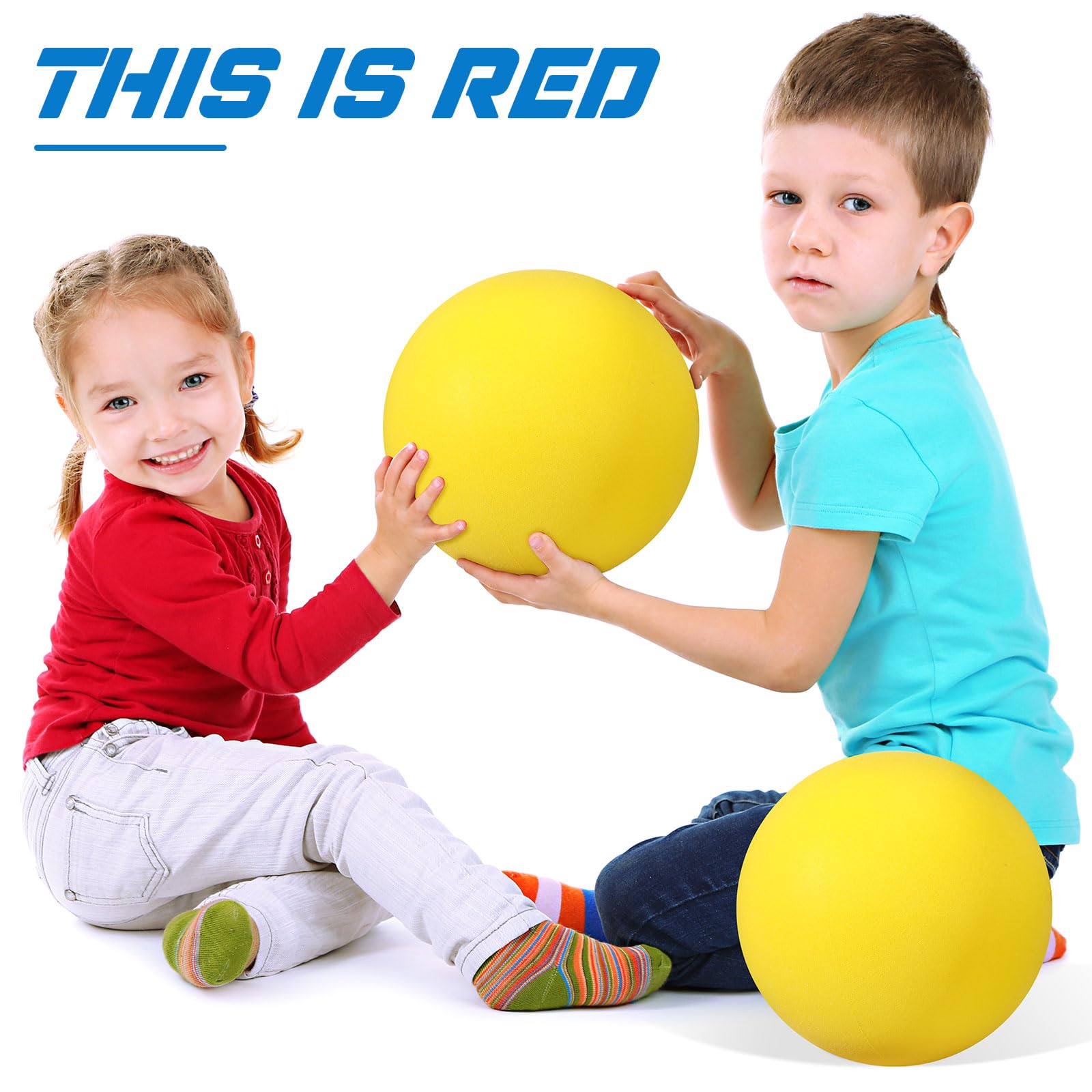 2 Pack 7 Inch High Density Foam Balls - Soft, Bouncy & Silent for Indoor/Outdoor Sports, Classroom Games, Yoga, and Physical Therapy - Lightweight & Easy to Grasp (Yellow)