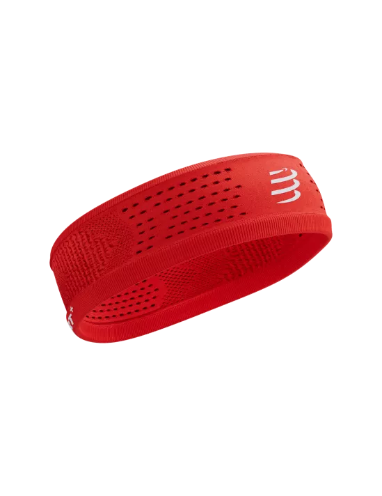 Compressport Unisex Thin Headband On/Off - Sweat-Wicking Sports Headband for Running, Cycling & Workouts - Red