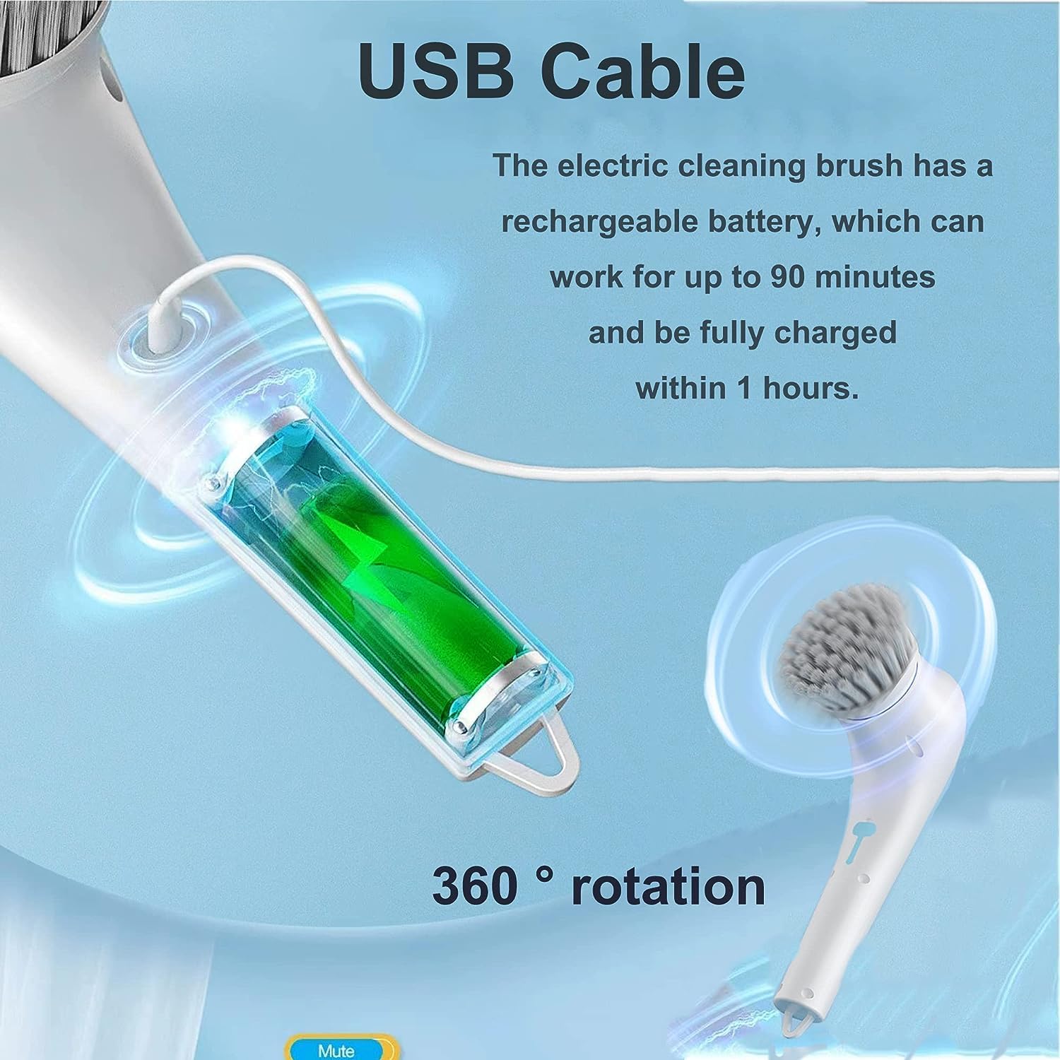 Electric Spin Scrubber - Cordless Shower Cleaner with 5 Replaceable Brush Heads, Powerful Bathroom Cleaning Brush for Tile, Grout, Sink & Bathtub - Perfect for Deep Cleaning Showers, Kitchens & Hard-to-Reach Areas