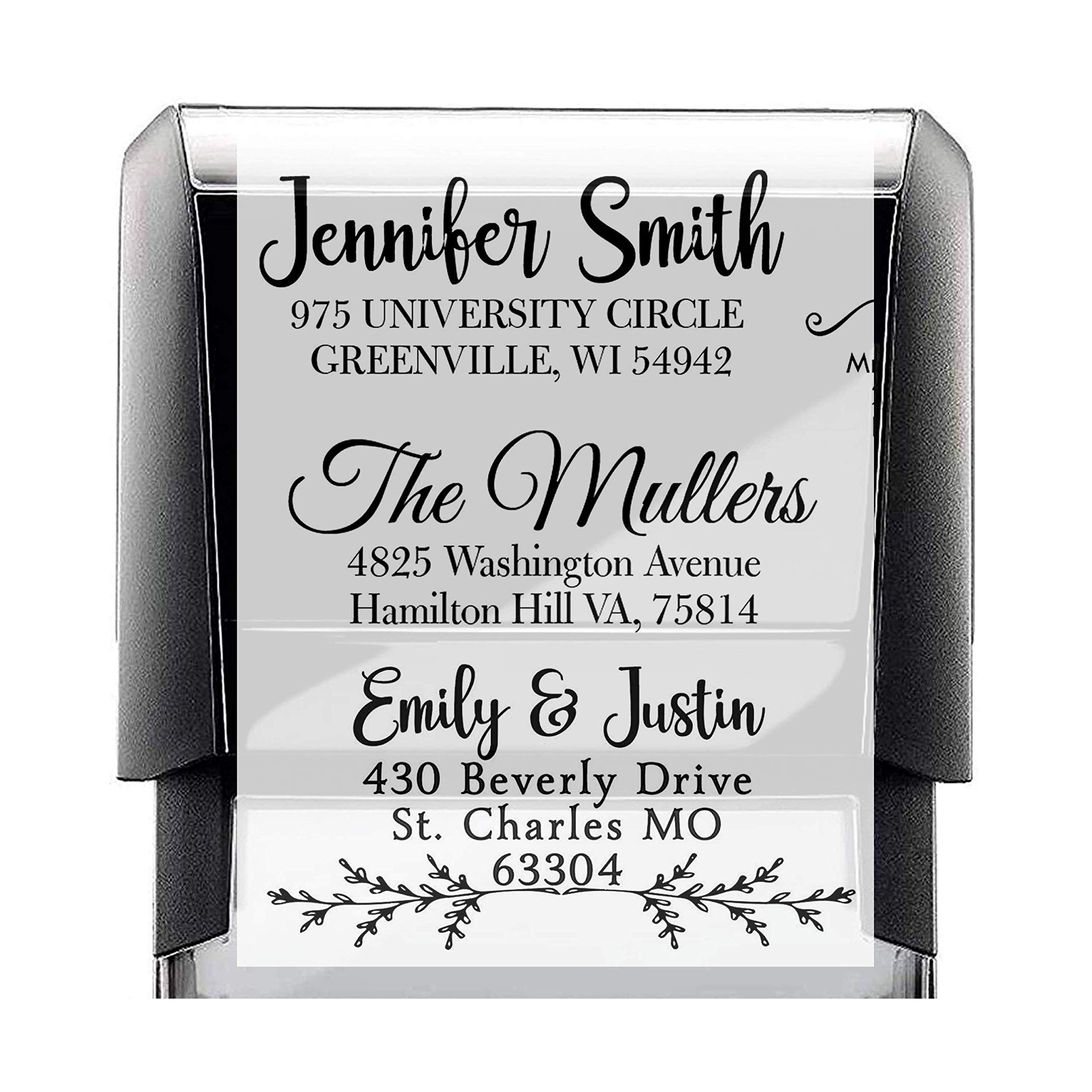 Personalized Self-Inking Address Stamp - Custom Return Address Stamp for Wedding Invitations, Mail & Envelopes - 3 Line Customizable Text - Choose Black, Red, Blue, Purple or Green Ink - Perfect for Wedding Stationery, Business Correspondence & Home Office Use (Style 2)