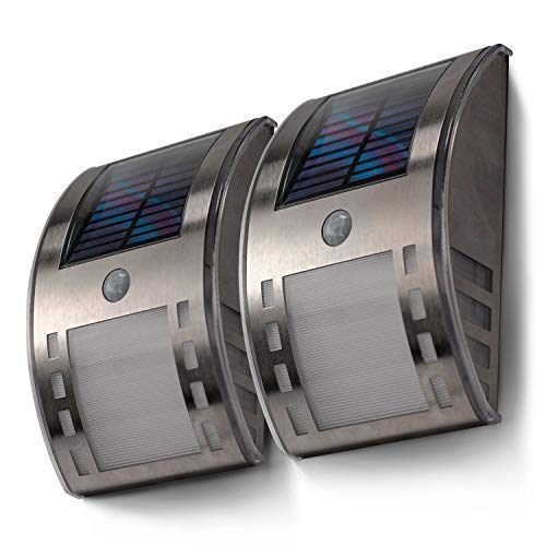Solar Security Lights for Home & Garden - Outdoor Solar Wall & Fence Post Lights (2-Pack) | Weatherproof, Wireless Stainless Steel Step Lights | Perfect for Driveway, Pathway & Backyard Safety Lighting