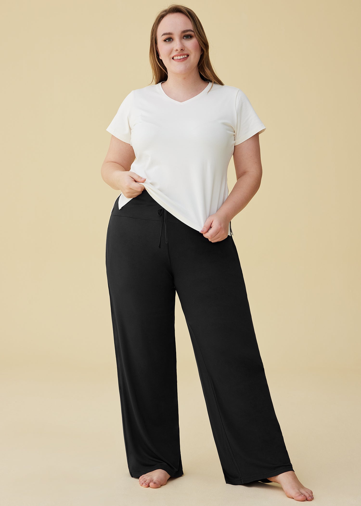 Soft & Comfortable Women's Bamboo Viscose Wide Leg Lounge Pants - Breathable Palazzo Sleep Bottoms for Yoga, Home Relaxation & Travel