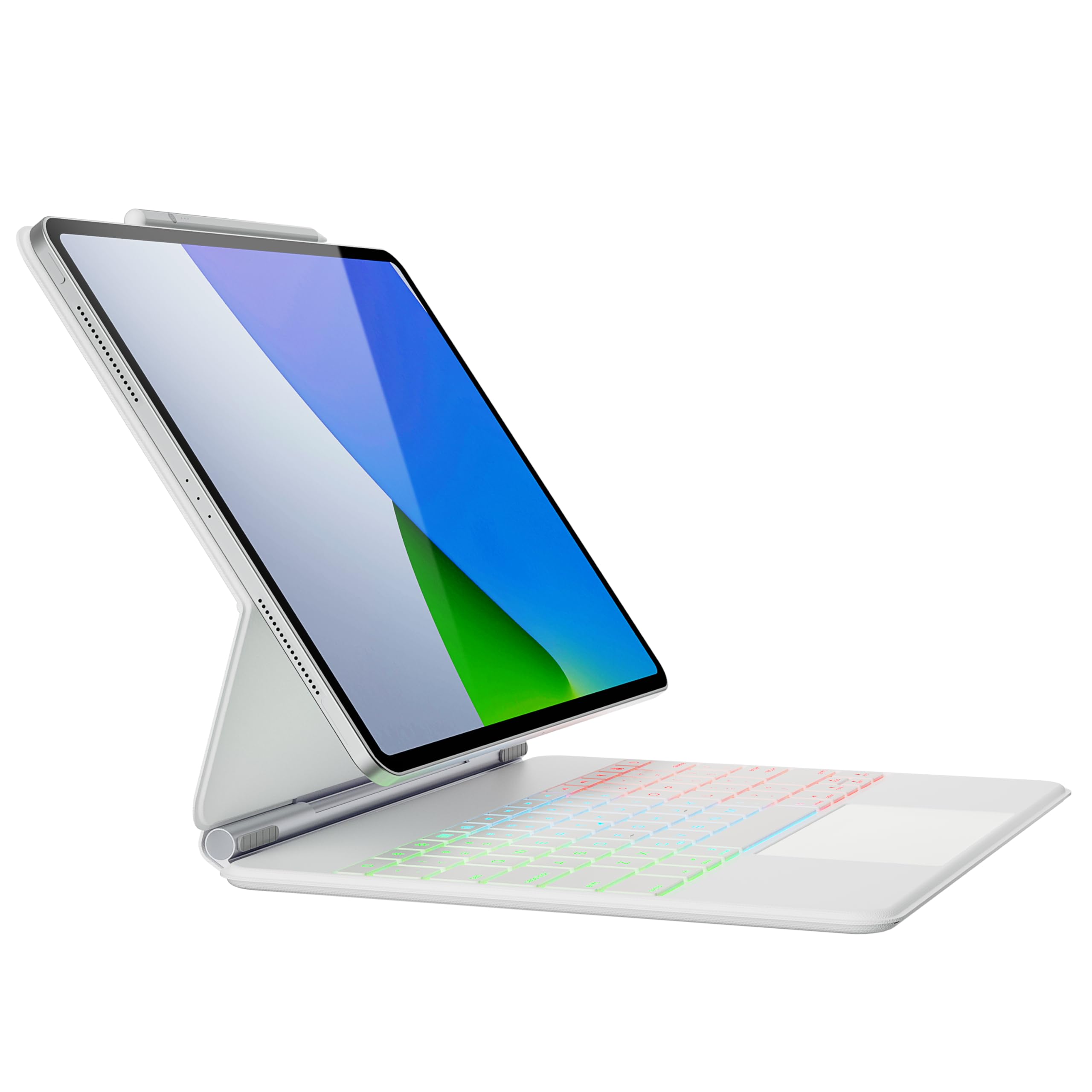 Doqo Magic Keyboard Case for iPad Air 13 (M2/M3) & iPad Pro 12.9 (3rd-6th Gen) - Slim 7-Color Backlit Trackpad Keyboard Cover - Perfect for Work, Study & Creative Projects