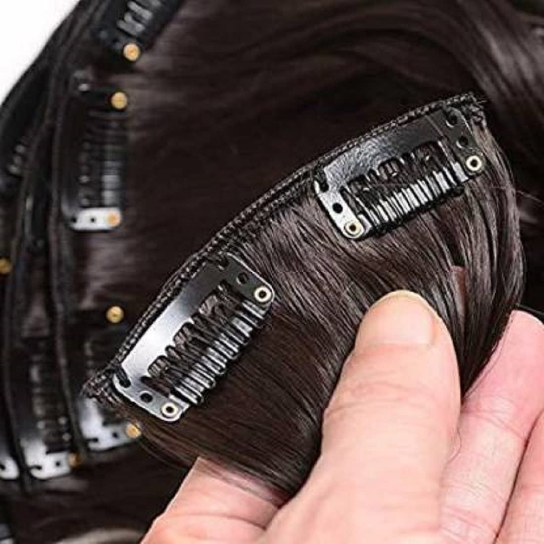 24 Inch Long Wavy/Curly Synthetic Hair Extensions with Clips - Natural Brown Human-Like Hair for Women & Girls | Perfect for Daily Wear, Parties & Special Occasions