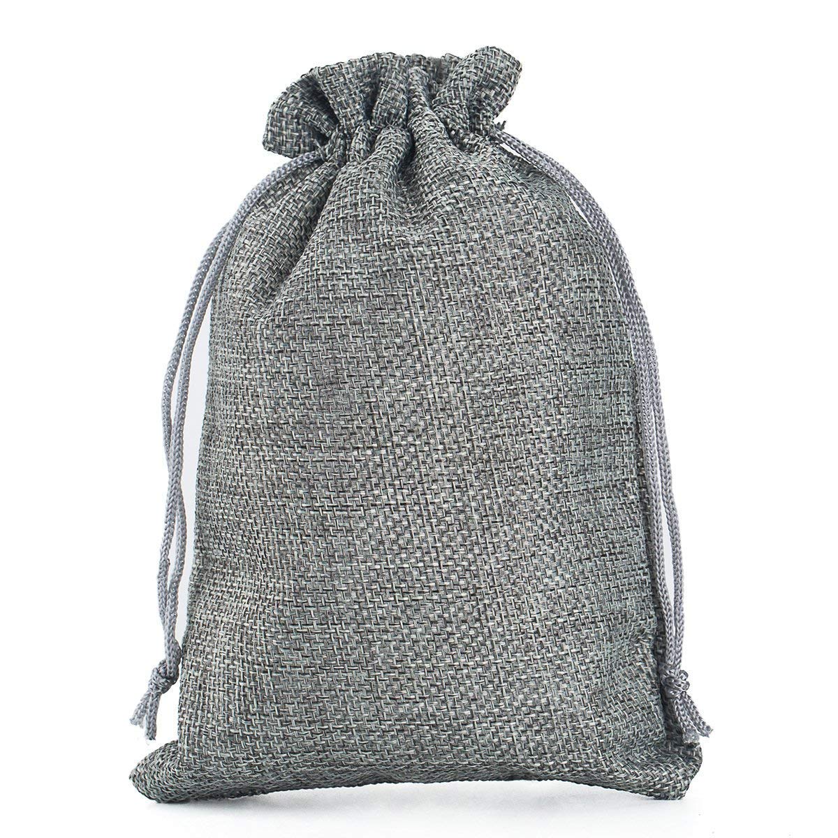 30 Pack Natural Burlap Drawstring Bags - 4 x 5.5 Inch Small Gift Pouches for Jewelry, Wedding Favors, Party Decor & DIY Crafts - Eco-Friendly Fabric Gift Bags for Bridal Shower, Baby Shower, Christmas & Holiday Gifting (Gray)