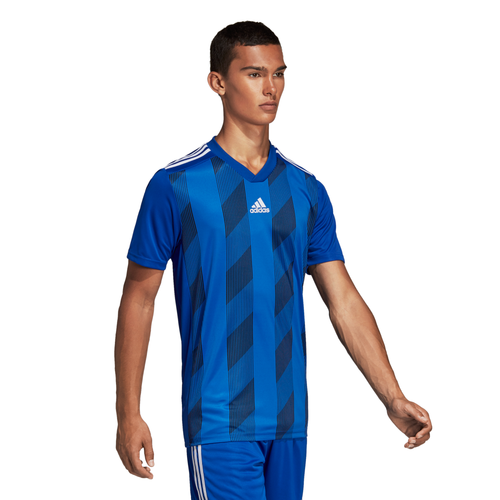 Adidas Youth Striped 19 Soccer Jersey - Blue & White Reversible Team Uniform for Boys & Girls - Perfect for Games, Practice & Fan Wear