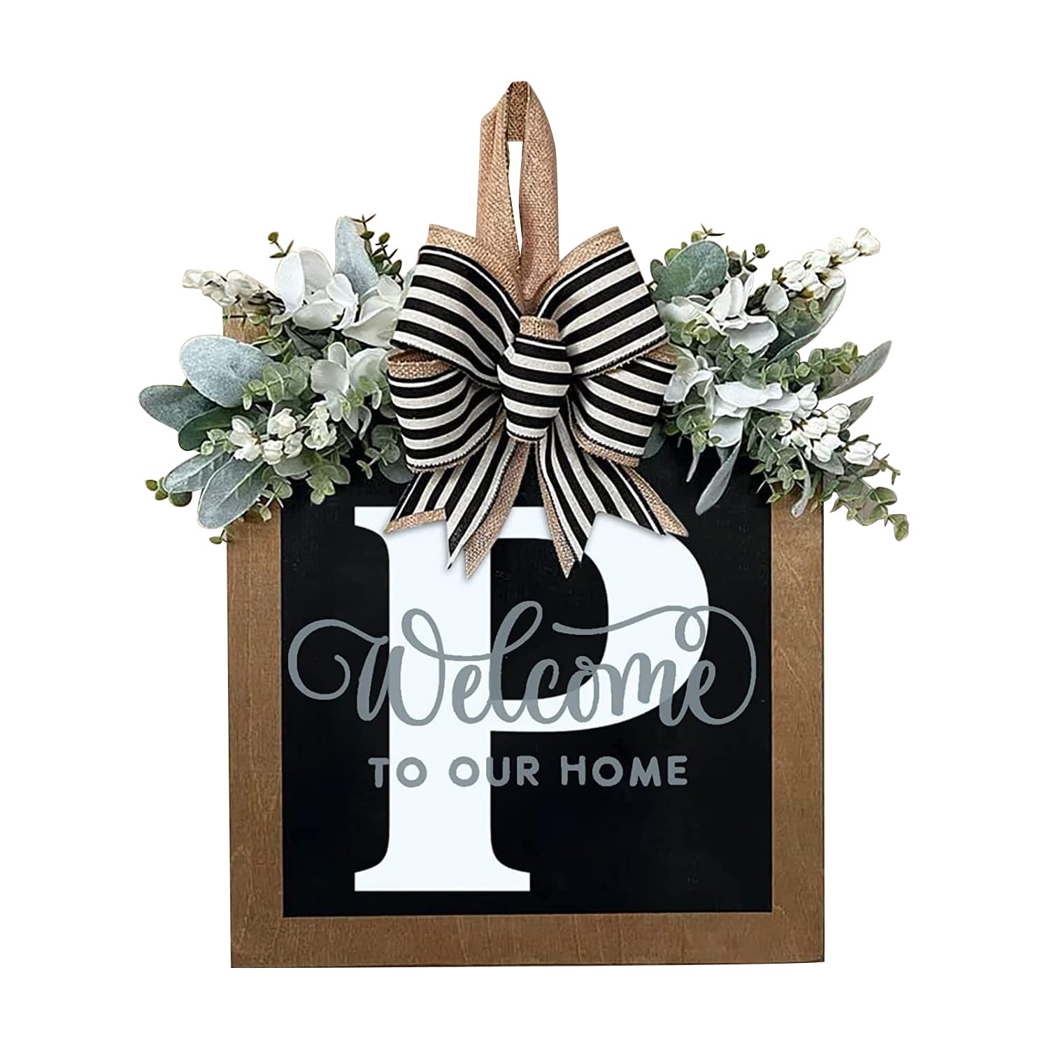 2023 Farmhouse Welcome Wreath - Personalized Last Name Front Door Decor, 26-Inch Rustic Letter Wreath for Year-Round Display, Outdoor Hanging Sign for Housewarming Gifts & Seasonal Home Decoration - Perfect for Christmas, Thanksgiving, and Front Porch Decor