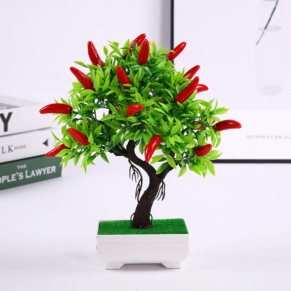 Galand Artificial Plant - 1PC Mini Artificial Chili Tree for Home Desk Decor, Wedding Party Centerpiece, Bonsai Miniascape - Perfect for Office, Living Room & Indoor Decoration