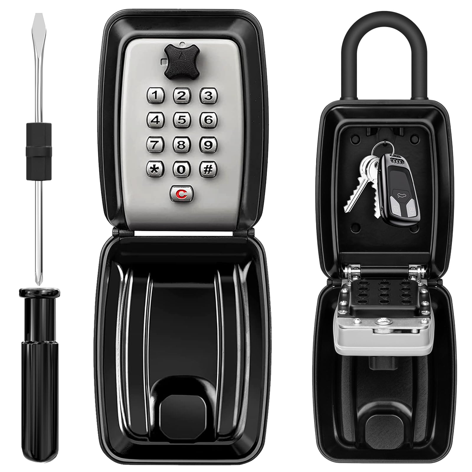 HUANLANG 12-Digit Combination Key Lock Box - Waterproof Outdoor Key Safe with Resettable Code for Home, Garage, Office | Secure Key Storage Solution for Vacation Rentals, Airbnb Hosts & Property Managers