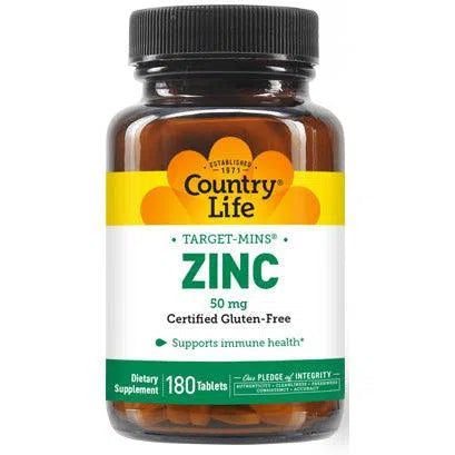 Country Life Target Mins® Zinc 50 mg Supplement - Immune Support & Antioxidant Boost for Adults - Daily Zinc Pills for Skin Health, Metabolism & Wellness