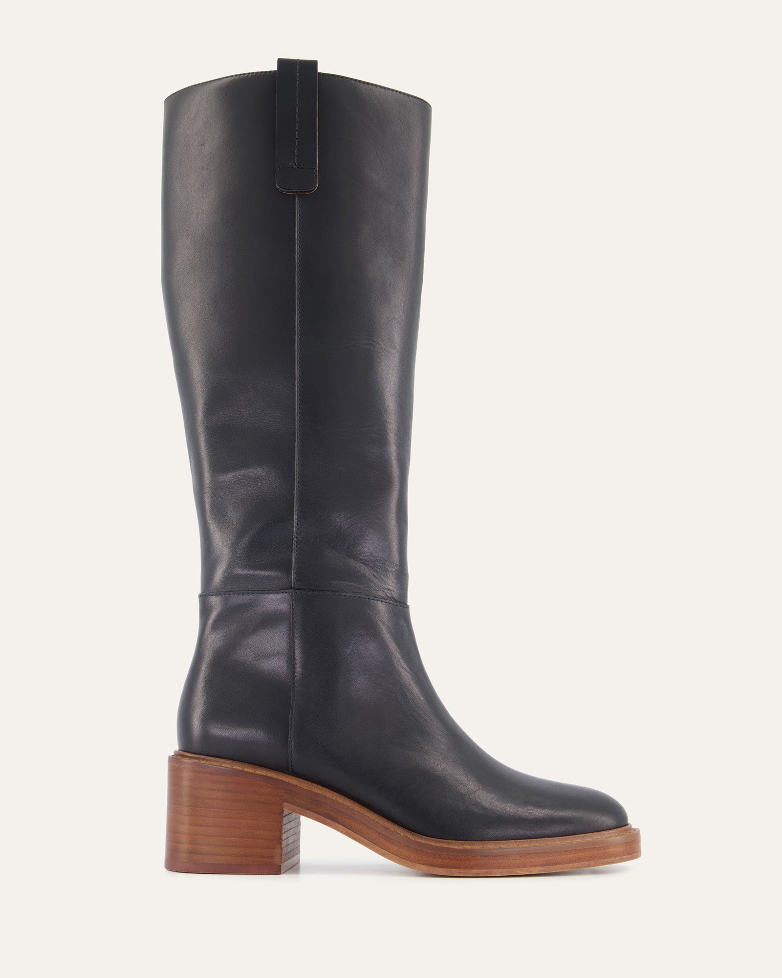 RIO Women's Black Leather Knee High Boots - Stylish & Comfortable for Fall, Winter & Casual Outfits | Perfect for Office, Parties & Everyday Wear