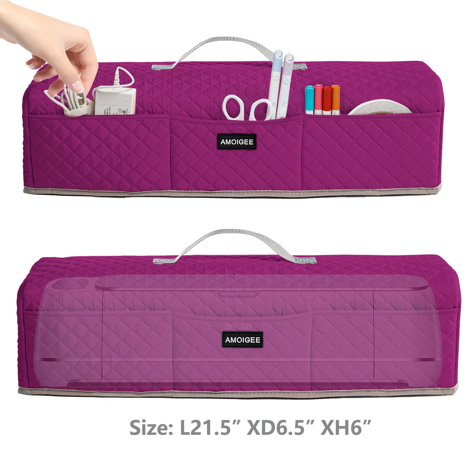 AMOIGEE Padded Dust Cover for Cricut Maker, Maker 3, Explore 3, Explore Air 2 - Protective Machine Cover for Cricut Accessories & Tools | Perfect for Crafting, Scrapbooking & DIY Projects