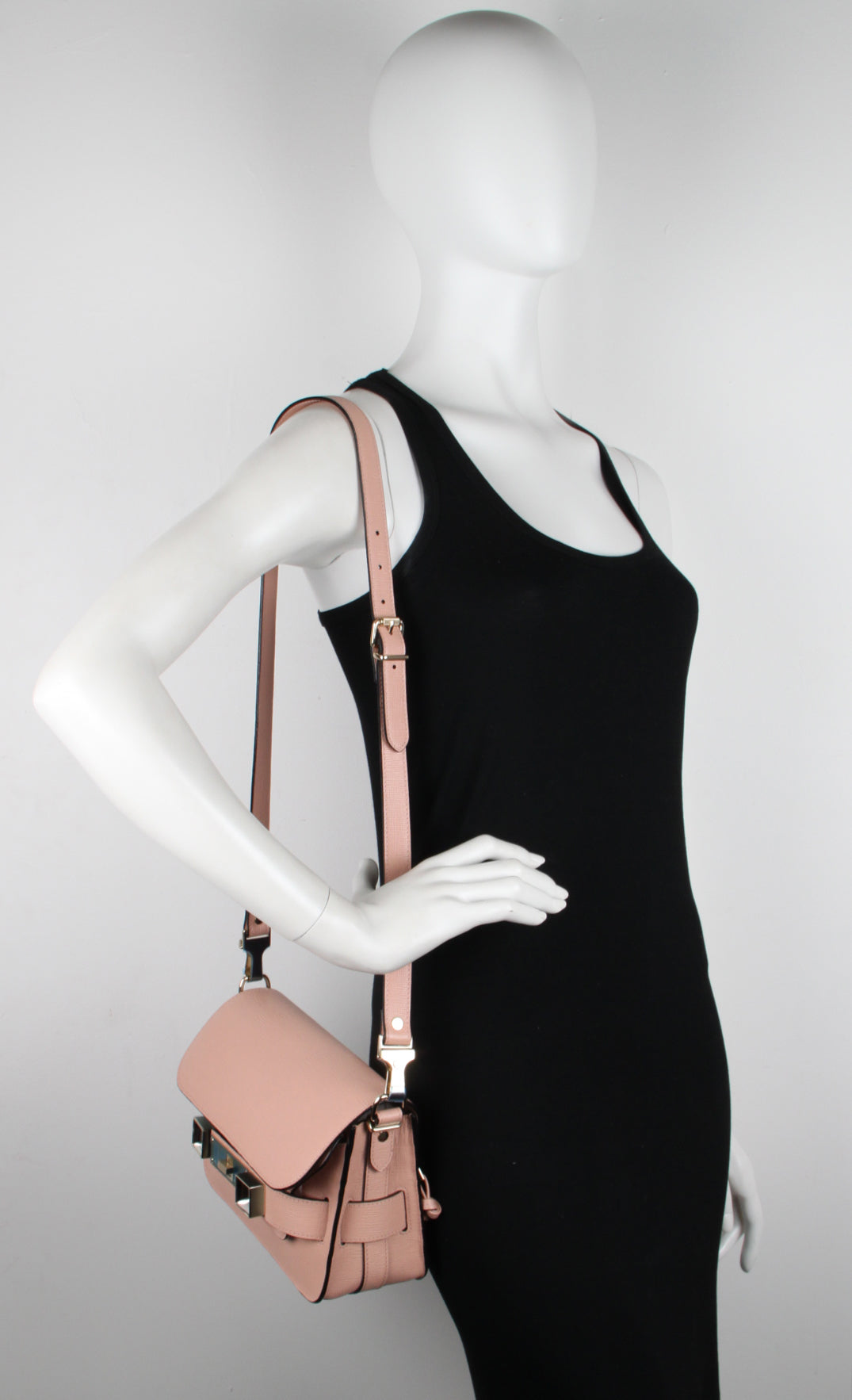 PS11 Mini Classic Linosa Crossbody Bag in Blush Pink - Elegant & Compact Women's Handbag for Daily Use, Work, and Evening Outings