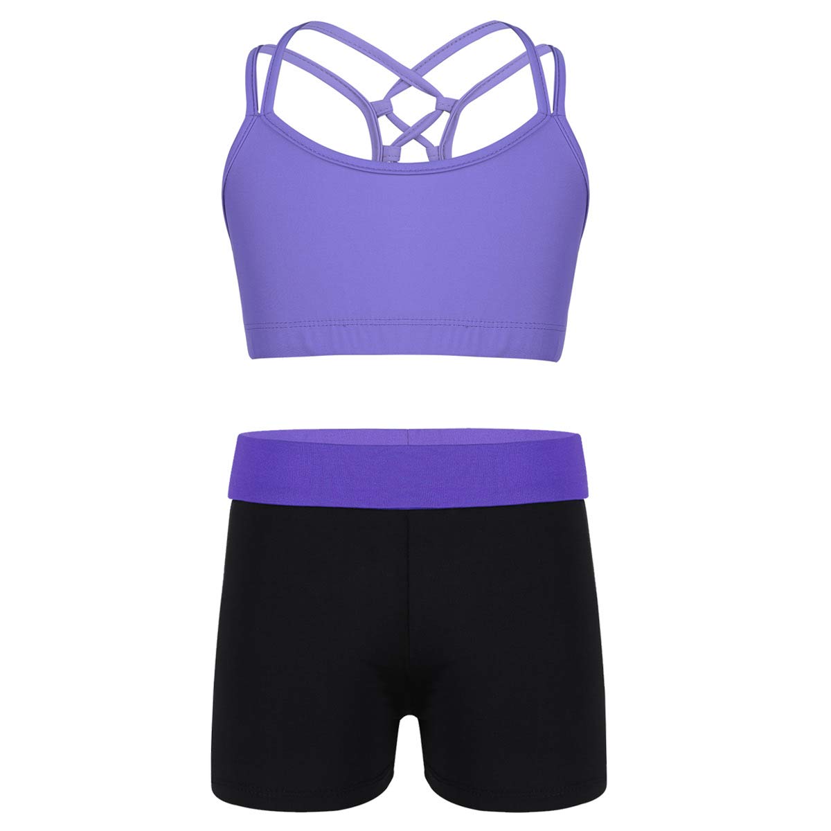 JanJean Girls 2-Piece Athletic Outfit - Sports Top & Booty Shorts Set for Dance, Gymnastics, Workout & Yoga | Comfortable Kids Activewear for Training & Fitness