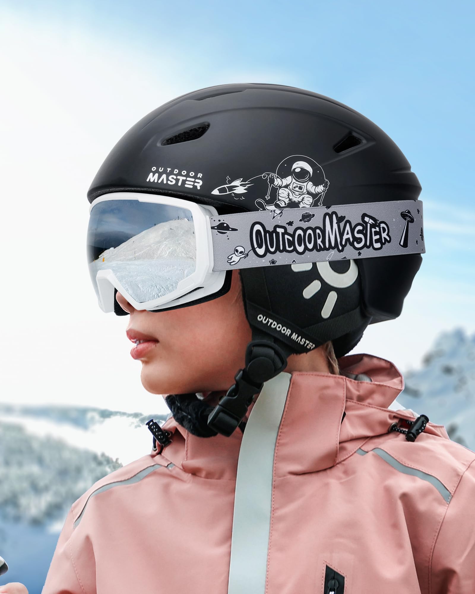 OutdoorMaster Anoa Kids Ski Helmet and Goggles Set - Certified Snowboard Helmet with Adjustable Fit & Shock-Absorbing EPS Core - Durable PC Shell Ski Goggles for Boys, Girls & Youth - Perfect for Snowboarding, Skiing & Winter Sports Safety Gear