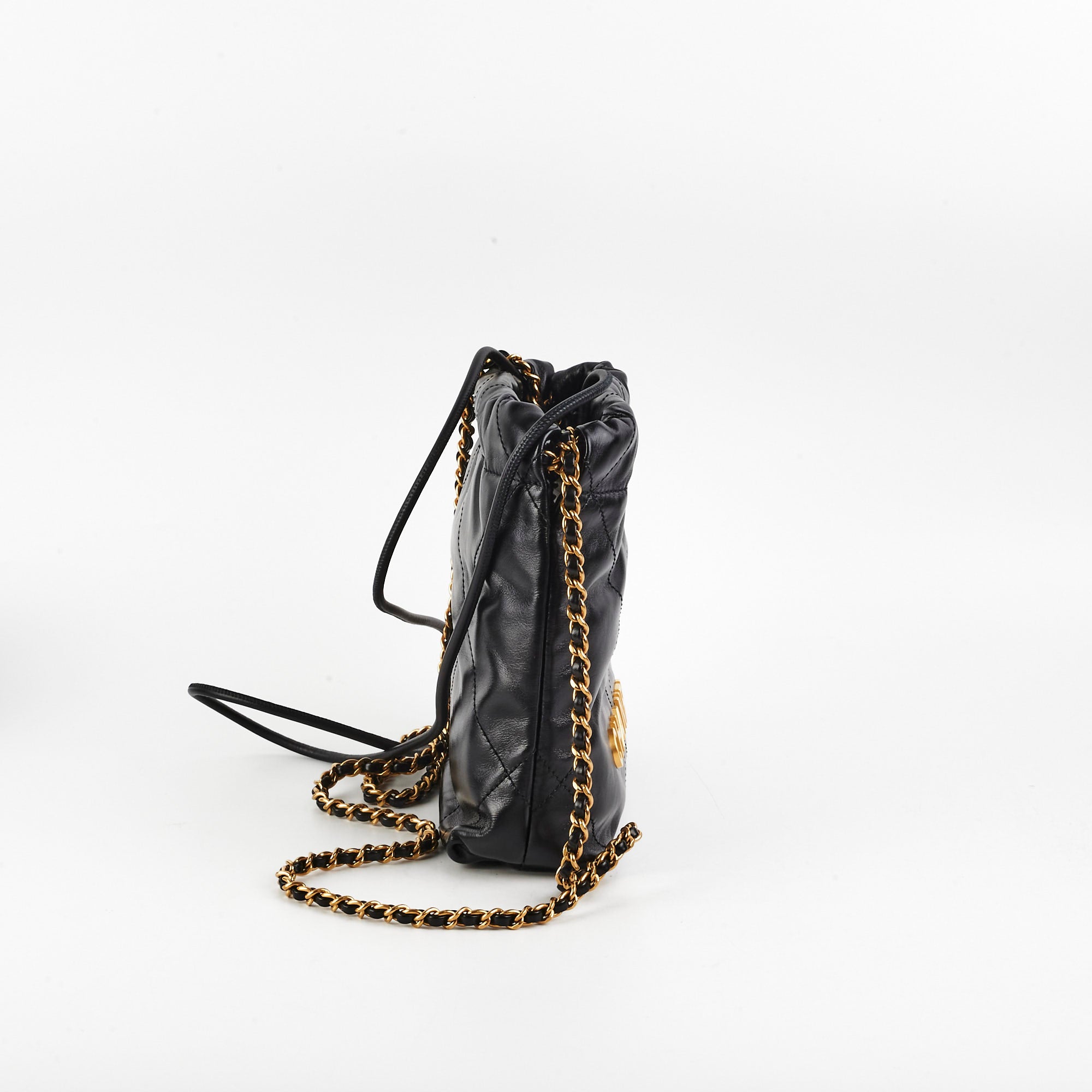 Chanel Mini 22 Bag Black Lambskin Leather Crossbody Purse for Women - Perfect for Date Night & Evening Events