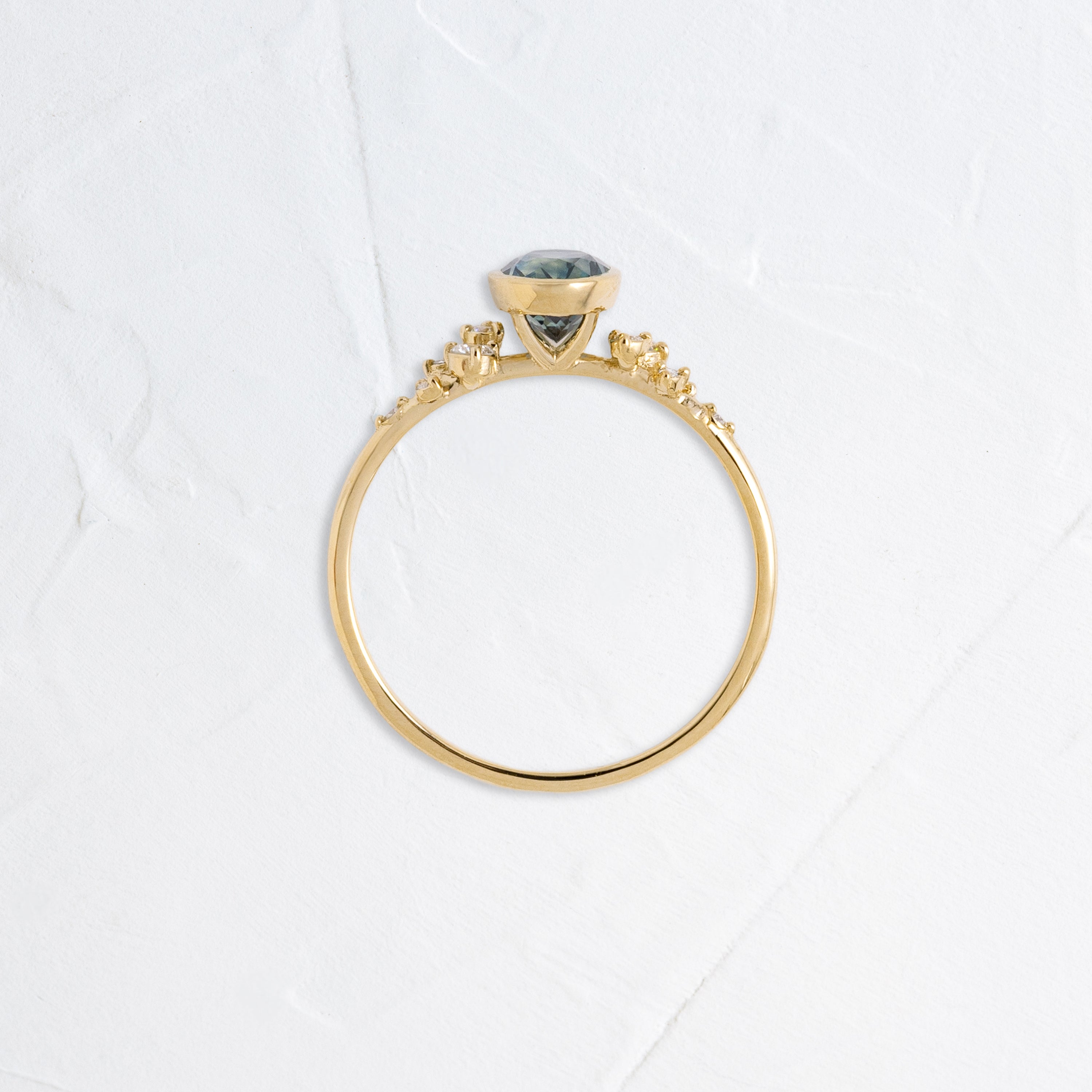 1.14ct Greenish Blue Montana Sapphire Bezel Snowdrift Ring - Elegant Handmade Jewelry for Women, Perfect for Weddings, Anniversaries & Special Occasions