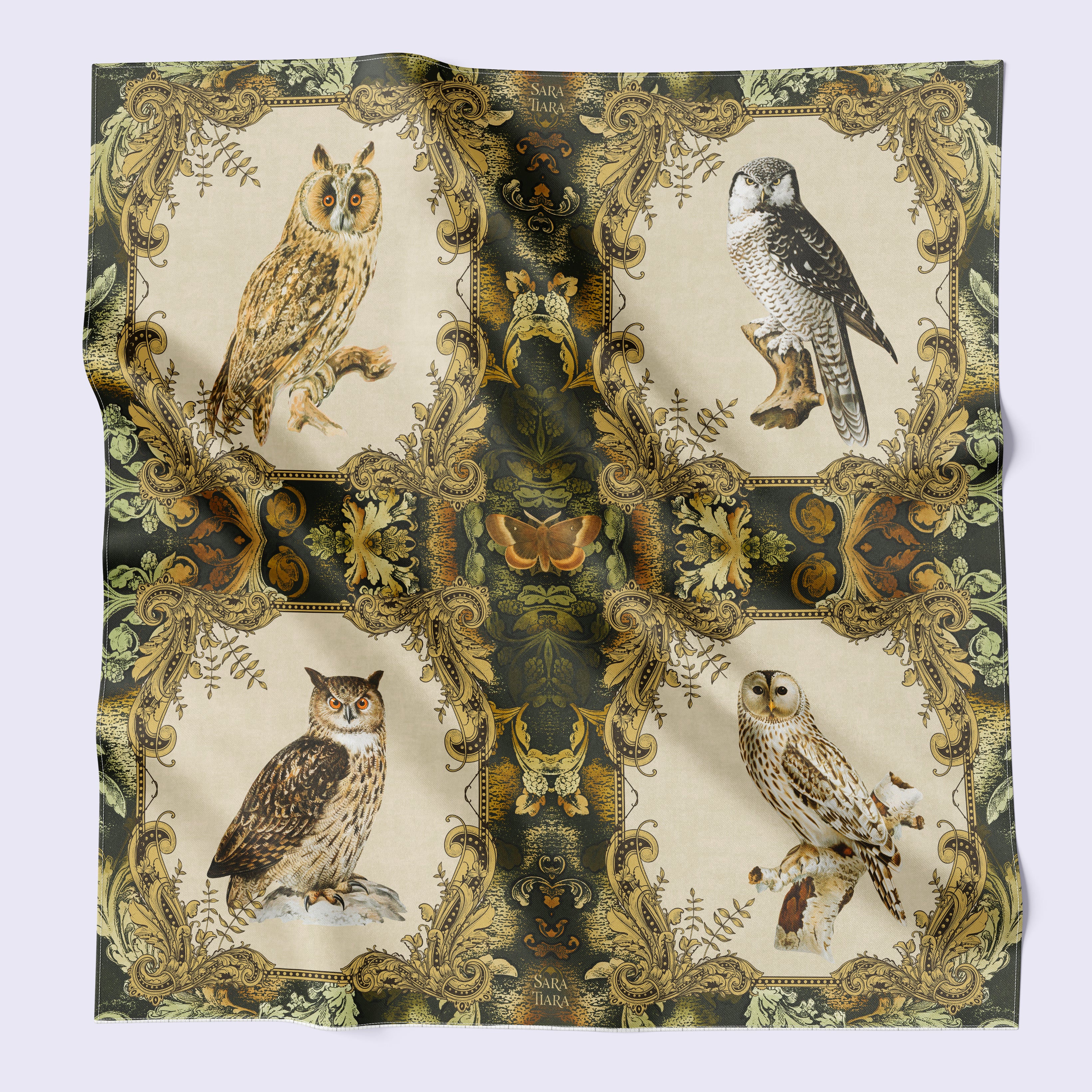 Stylish Large Square Scarf with Double Sided Owl Print - Perfect for Women's Fashion Accessories, Gift Giving and Winter Outfits