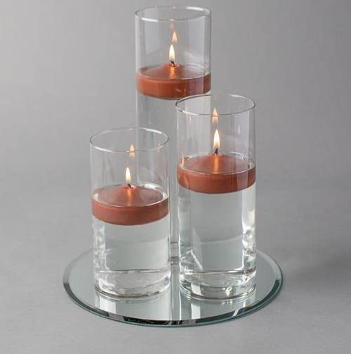Eastland 48-Piece Round Mirror & Cylinder Vases Centerpiece Set with Floating Candles - 12