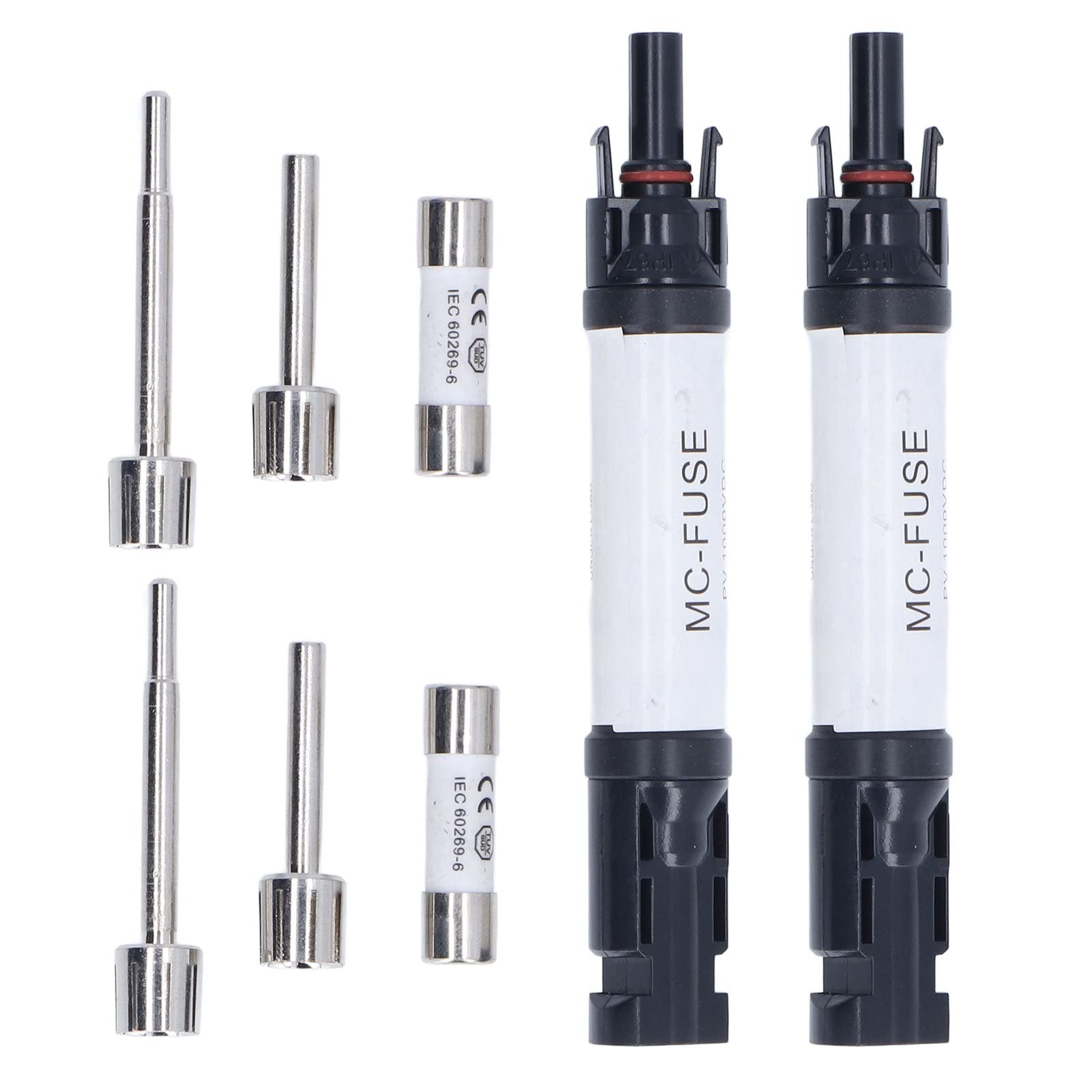 Zerone Solar PV Connectors Set - 2 Pairs IP68 Waterproof & UV Resistant 1000V Solar Panel Connectors with Built-in Fuse (30A) for Solar Cables, Controllers - Perfect for Off-Grid Solar Systems, RV & Marine Applications