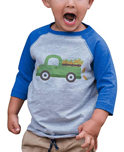 7 ate 9 Apparel Kids Easter Truck Blue Raglan T-Shirt - Soft Cotton Long Sleeve Tee for Boys & Girls - Perfect for Easter Celebrations, Spring Outfits & Family Photos