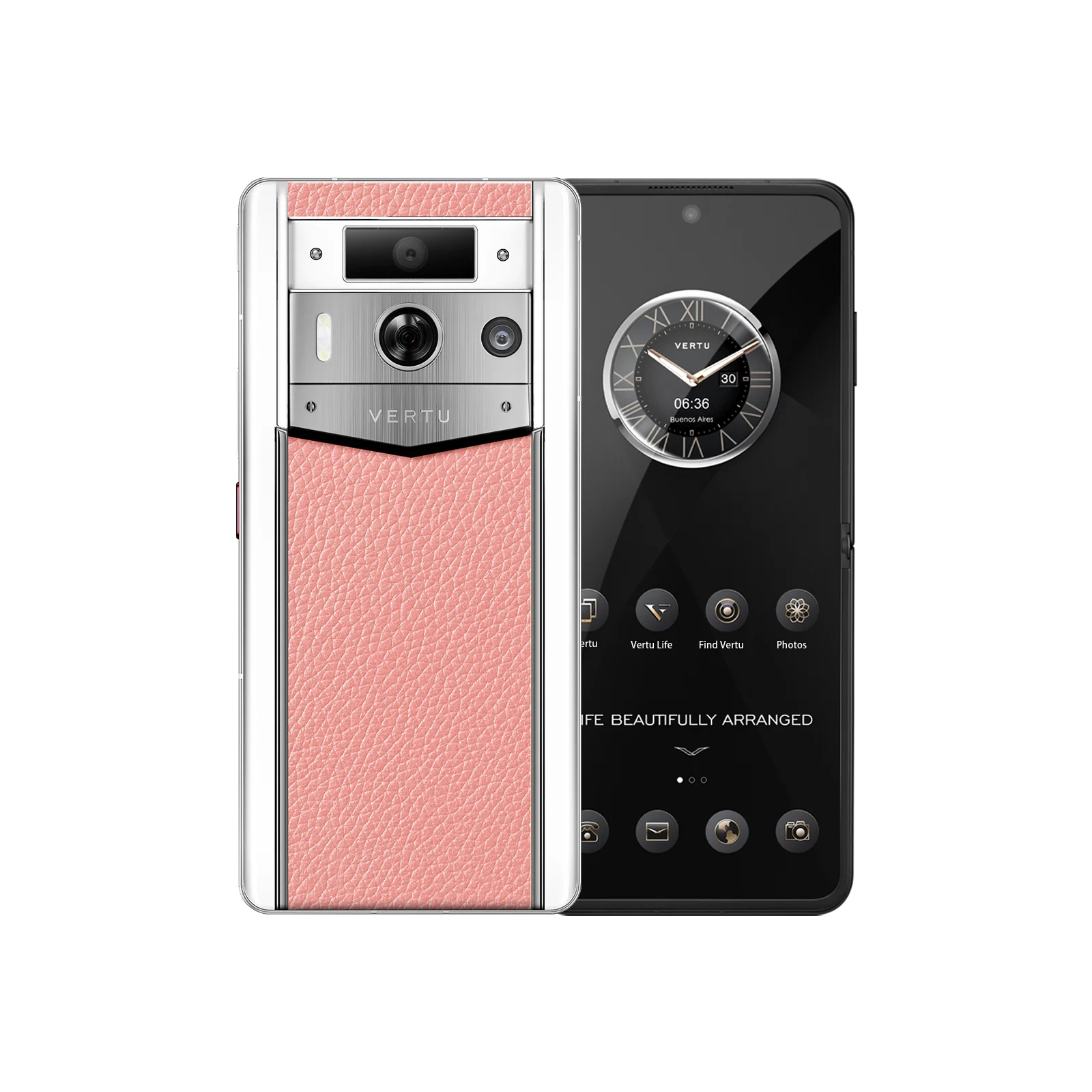 METAVERTU 2 White Calfskin Web3 AI Smartphone - Pink (Silver Case) | Luxury Crypto Phone for Secure Transactions, NFT Management & Digital Lifestyle