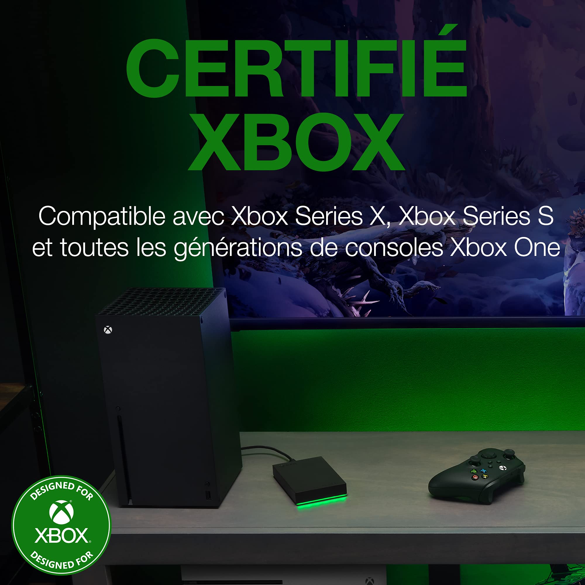 Seagate Game Drive for Xbox 4TB External HDD - Compatible with Xbox One & Series X/S - 2-Year Rescue Service (STKX4000400) - Perfect for Gaming Storage & Backup