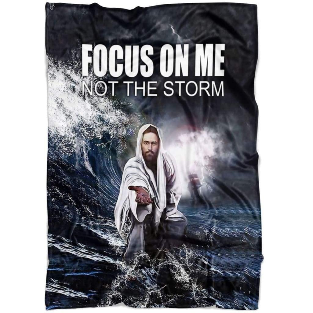 Focus On Me Not The Storm Christian Prayer Blanket with Bible Verse - Religious Jesus & Catholic Lion Blanket for Comfort, Worship & Spiritual Healing