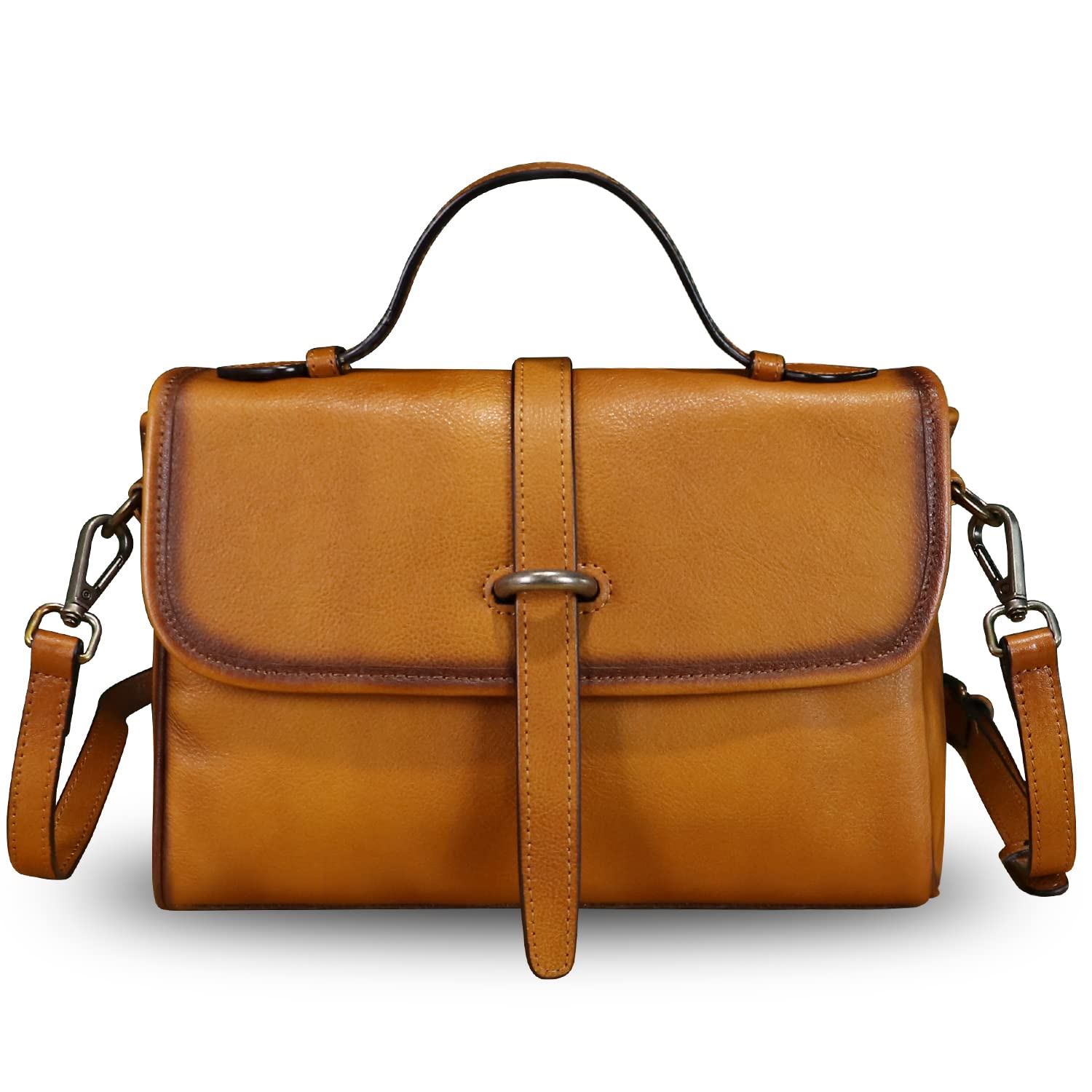 Vintage Genuine Leather Handbag for Women - Handmade Top Handle Purse with Adjustable Strap, Satchel & Shoulder Bag | Perfect for Work, Travel & Everyday Use