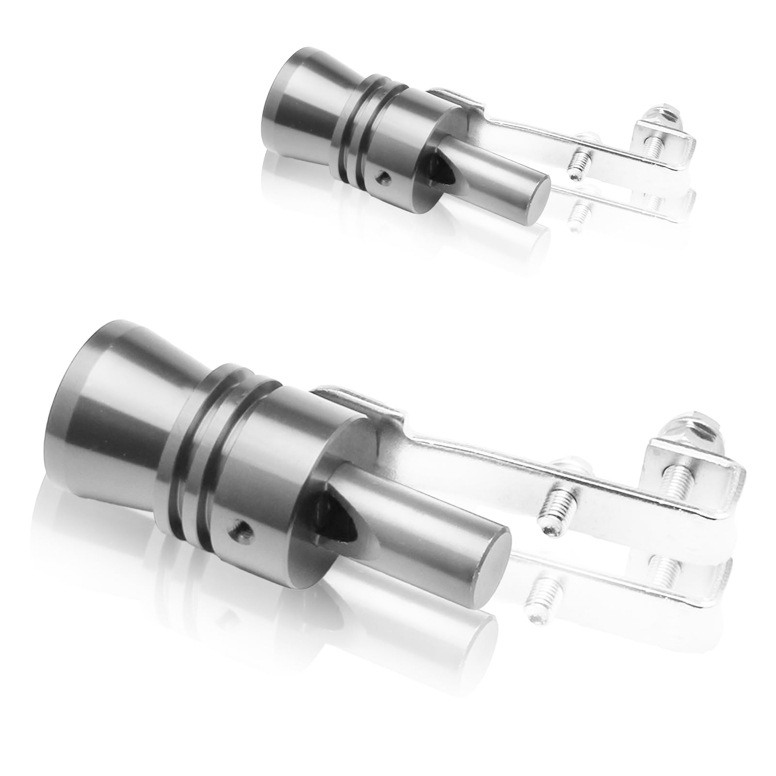 2 Pcs Car Exhaust Sound Booster - Turbo Whistle for Enhanced Engine Roar | Universal Fit Tail Pipe Whistle Accessory for Most Vehicles (Silvery) | Upgrade Your Ride's Sound for Street Racing & Performance Shows