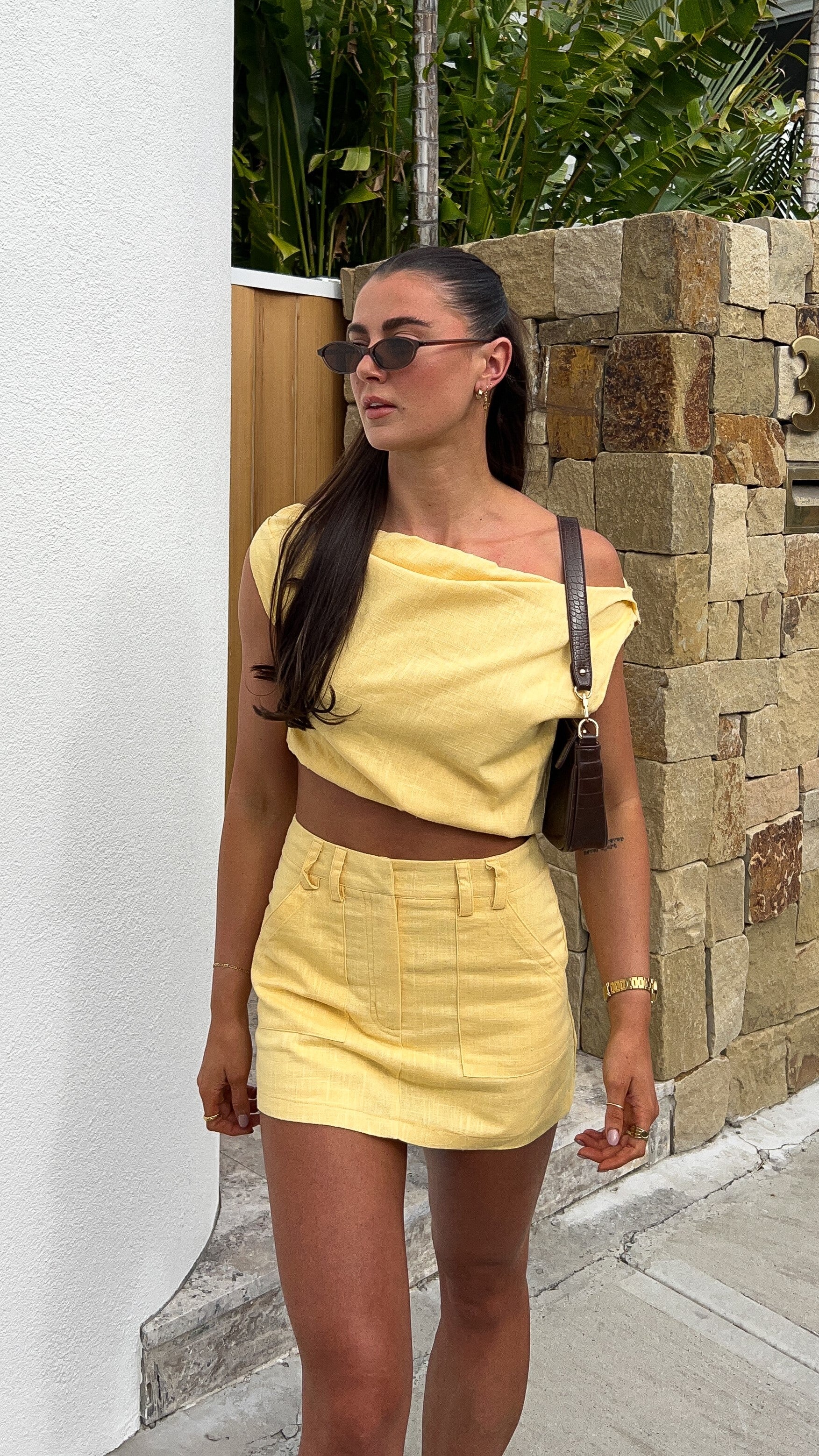 Charla Mini Skort for Women - Stylish Yellow Tennis Skirt with Built-in Shorts | Perfect for Sports, Running, Gym & Casual Wear