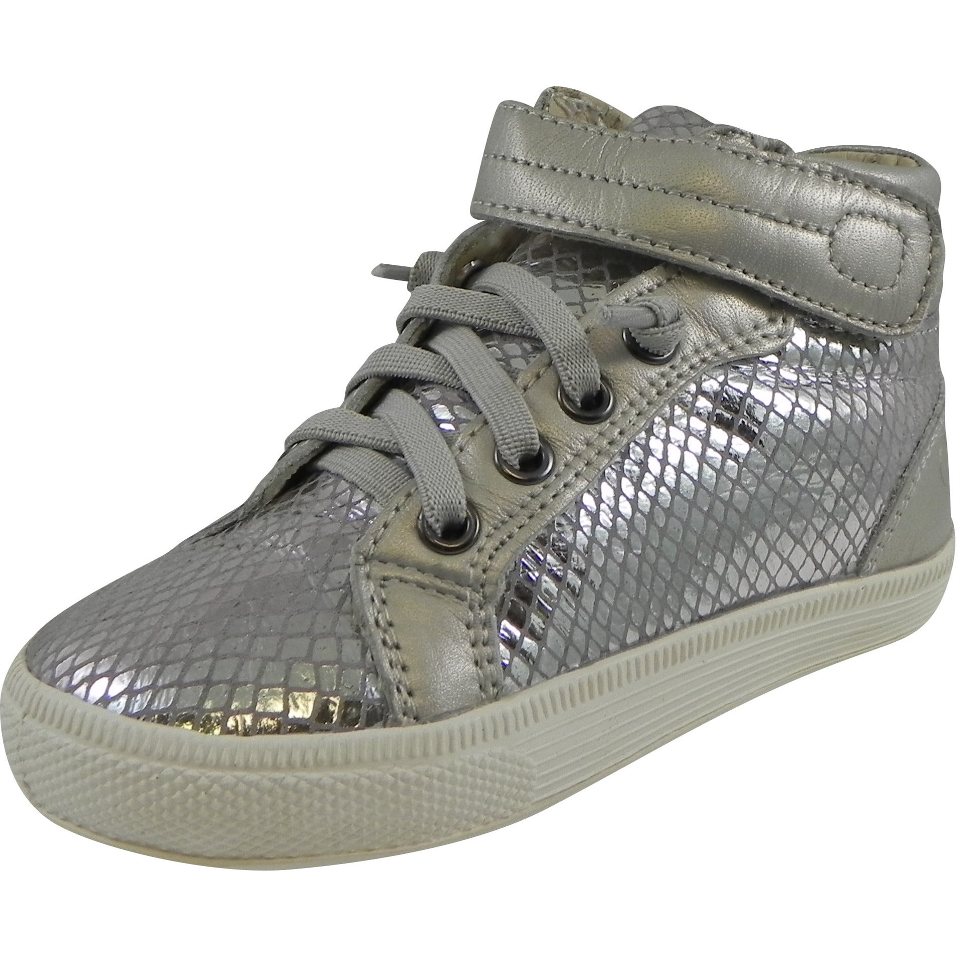 Old Soles 1035 Girls' Plush Lace-Up High Top Sneakers - Lavender Grey Snake Print | Comfortable School Shoes & Casual Fashion Footwear for Toddler Girls