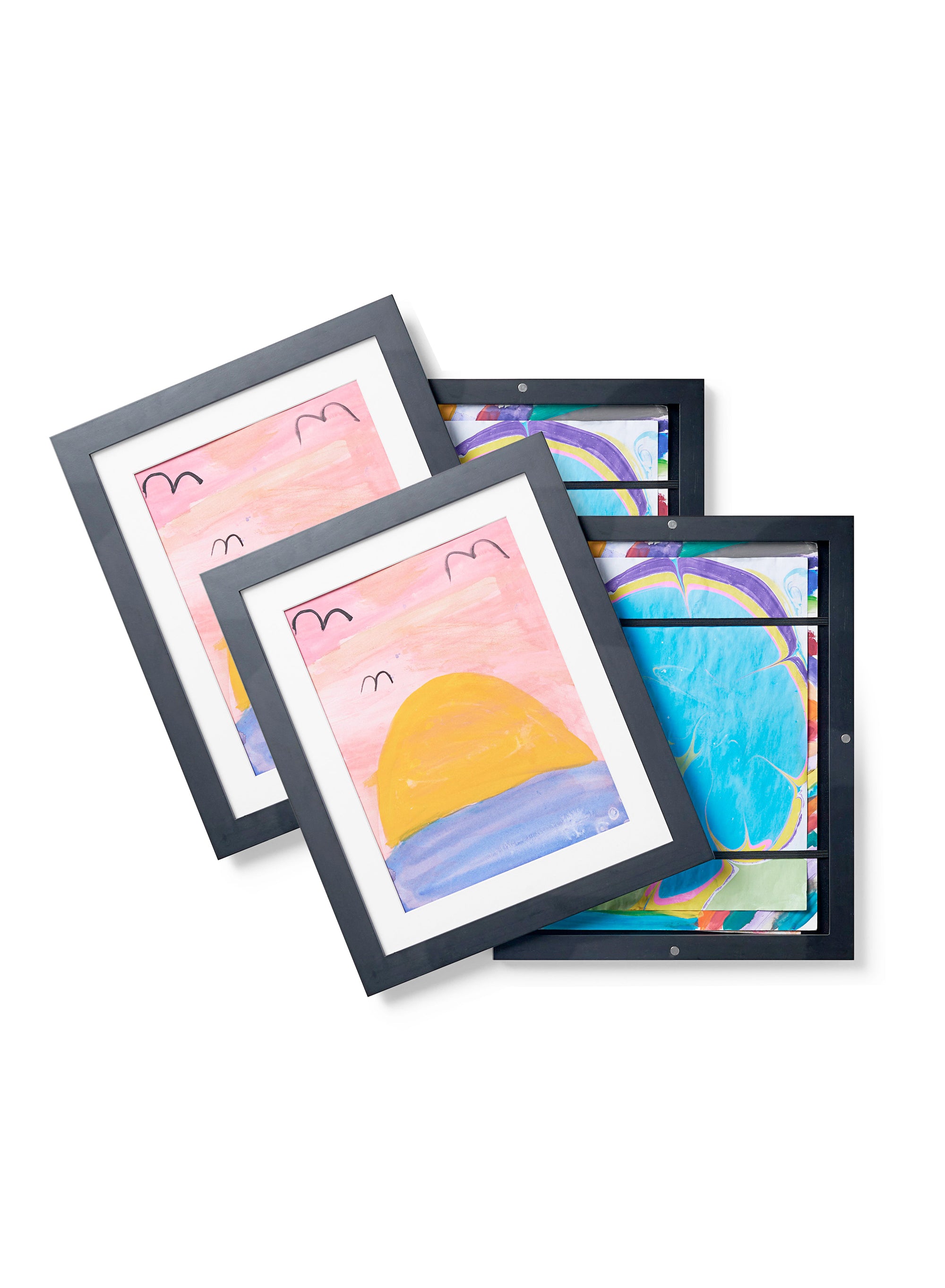 Premium Kids Art Frame Set (2 Pack) - 8.5x11 Inch Black Solid Wood Picture Frame for Children's Drawings, School Projects & Nursery Decor - Perfect for Displaying Artwork in Bedrooms, Playrooms or Classrooms