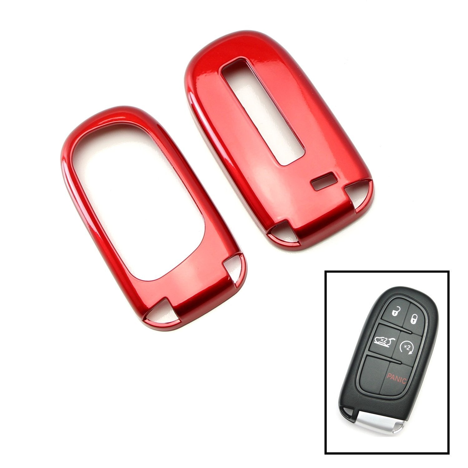 Glossy Sparkling Red Smart Key Fob Shell Cover Replacement for Jeep Dodge Chrysler - Exact Fit, Durable Protection for Car Keys (Perfect for Daily Use, Travel & Outdoor Adventures)