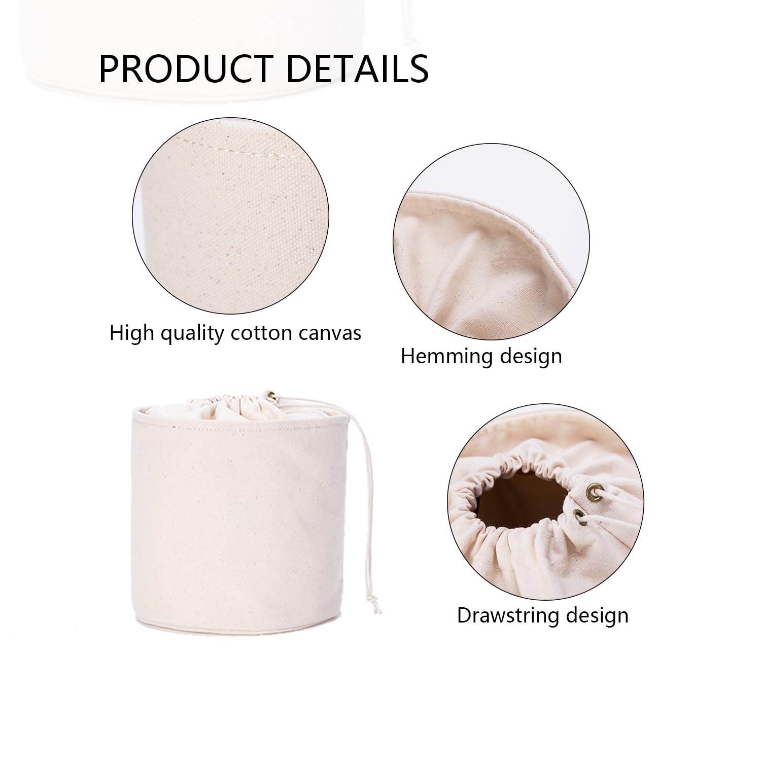 Tall Round Handbag Organizer Insert for Women - Canvas Purse Storage & Cosmetic Pouch - Perfect for Bucket Bags, Makeup Storage & Travel Organization