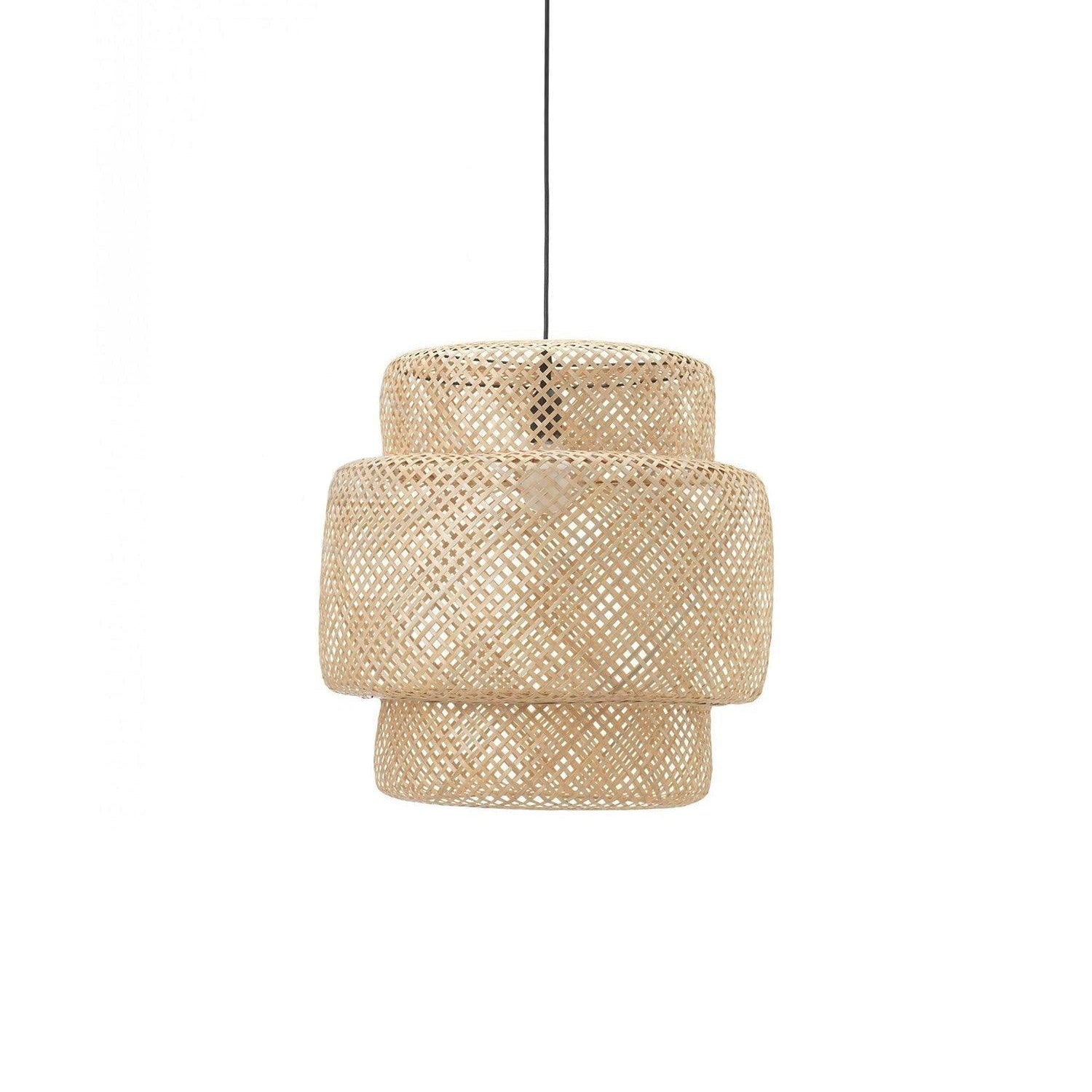 Modern Bamboo Pendant Light Fixture - Handwoven Natural Rattan Hanging Lamp for Kitchen Island, Dining Room & Bedroom Decor - Eco-Friendly Lighting Solution