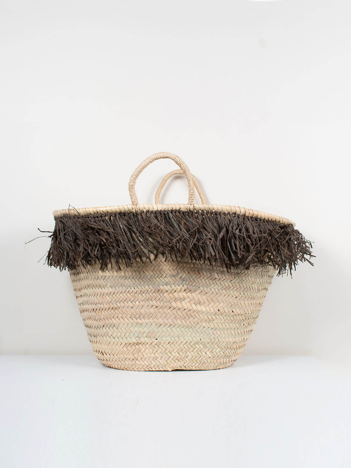 Natural Raffia Tassel Basket with Moss - Handwoven Boho Home Decor for Living Room, Bedroom & Office Storage - Perfect for Organizing Blankets, Magazines or Plants