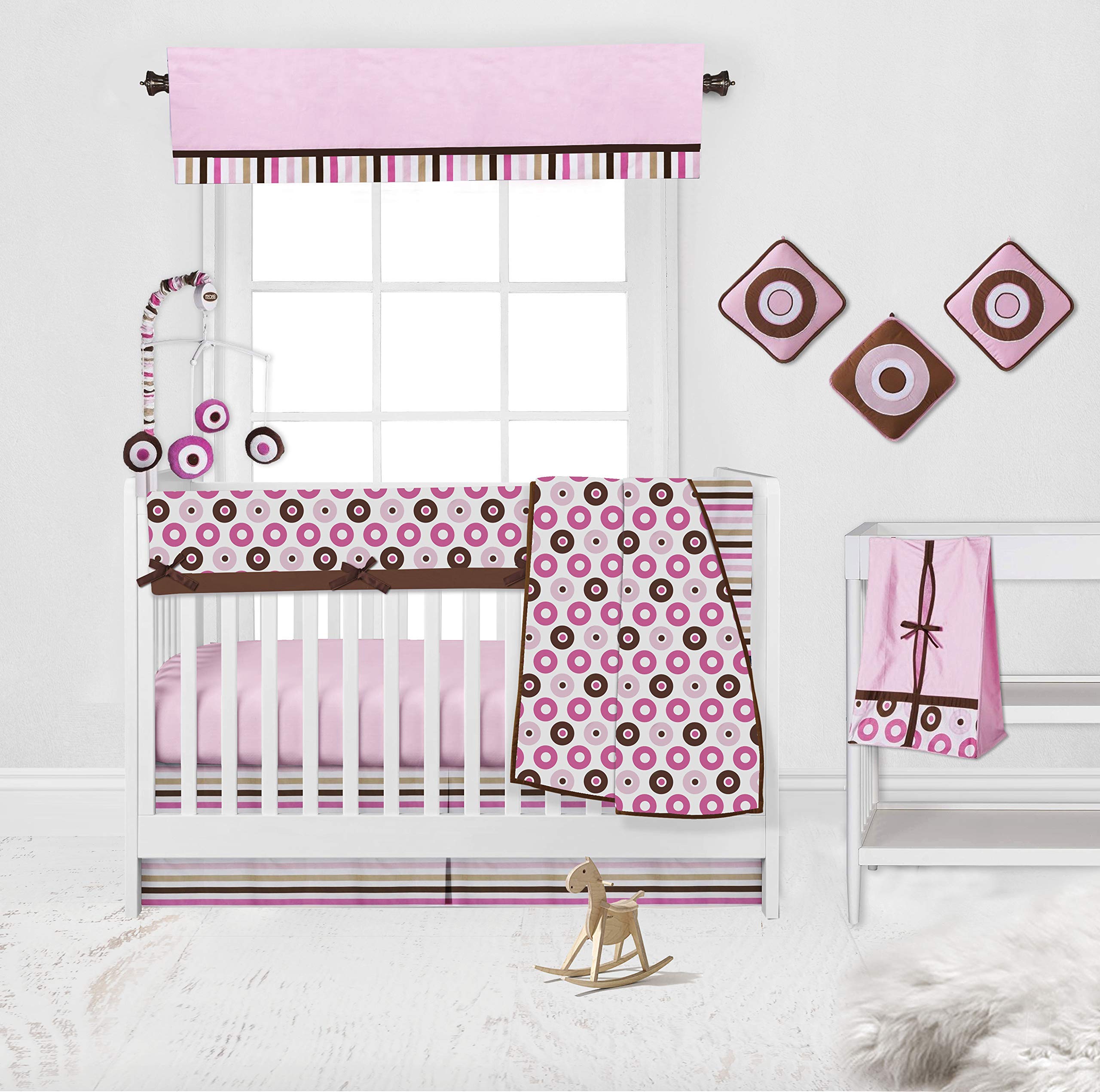Bacati Crib Fitted Sheets - Soft Mod Stripes Pink & Chocolate (Pack of 2) | Breathable Cotton Baby Crib Sheets for Boys & Girls | Perfect for Nursery, Daycare & Travel