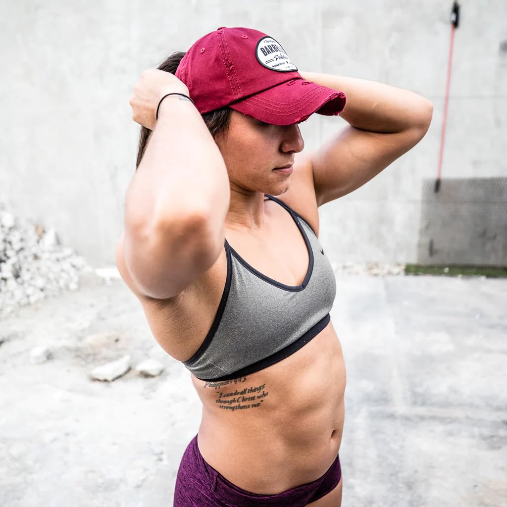 Barbells & Ponytails Baseball Cap - Adjustable Ponytail Hat for Women in Solid Maroon | Gym, Running, Workout & Outdoor Activities