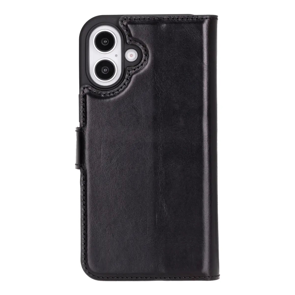 Premium Black Leather Wallet Case for iPhone 16 - Slim Protective Cover with RFID Blocking & Card Slots | Perfect for Everyday Use, Travel & Business Meetings