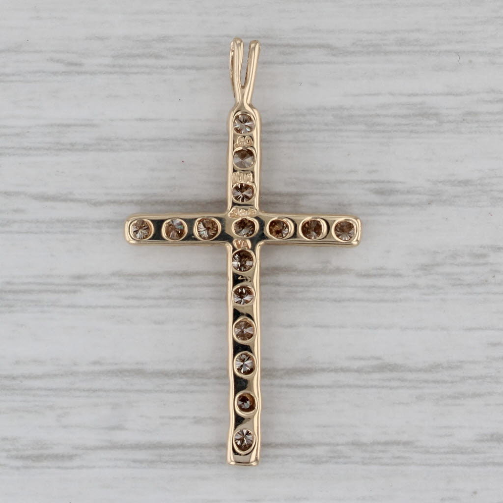 0.48ctw Diamond Cross Pendant in 10k Yellow Gold - Elegant Religious Jewelry for Women, Perfect for Baptism, Confirmation & Everyday Wear