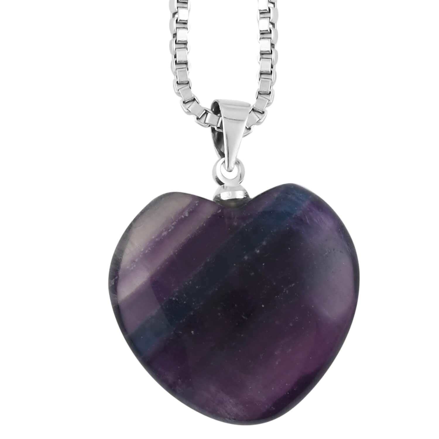 SHOP LC Women's Engagement Jewelry Set - 2 Heart Multi Fluorite & Tiger's Eye Pendant Necklace (18